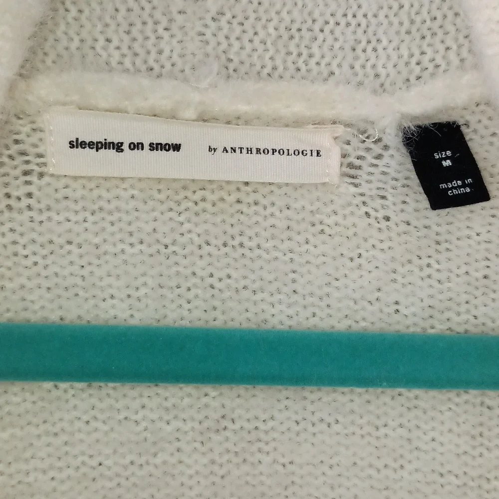 Anthropologie Sleeping On Snow open-front cardigan in cream medium VGUC - Picture 9 of 11